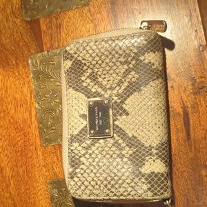 Michael Kors snake print zip around wallet